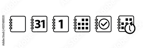 Calendar icon set. calendar for deadline, schedule, plan, event reminder symbol set. calendar use for app, website, ui. calendar sign png and vector illustration on transparent background