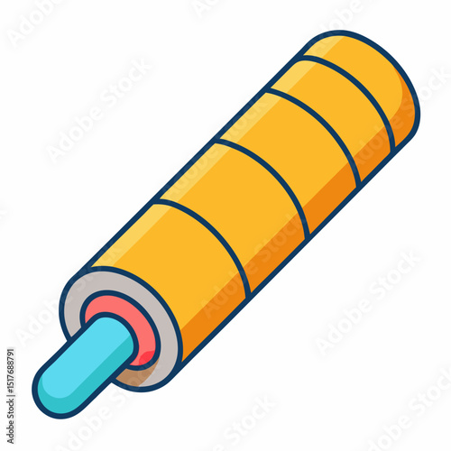 A colorful cartoon of an object resembling a camping roll mat with light