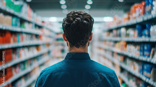 Grocery store manager checking inventory in stockroom