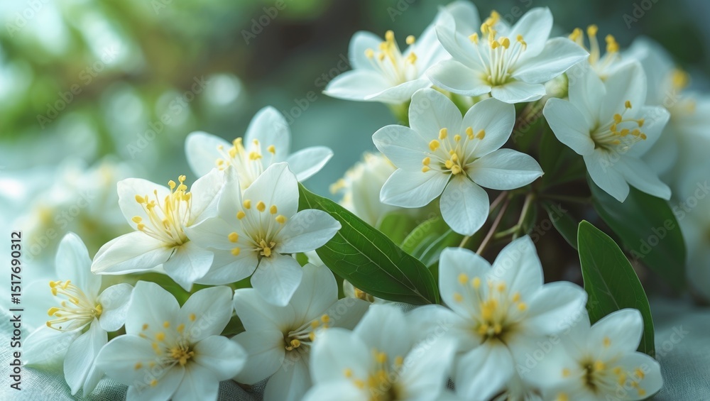 Fototapeta premium Elegant jasmine blossoms isolated on a white background