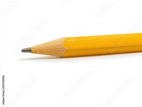 Classic yellow graphite pencil sharpened and isolated on white
