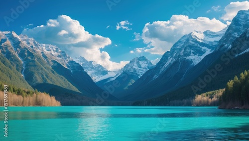 Fototapeta Naklejka Na Ścianę i Meble -  Stunning turquoise waters of Moraine Lake in Banff National Park, Canada, surrounded by Rocky Mountain scenery.