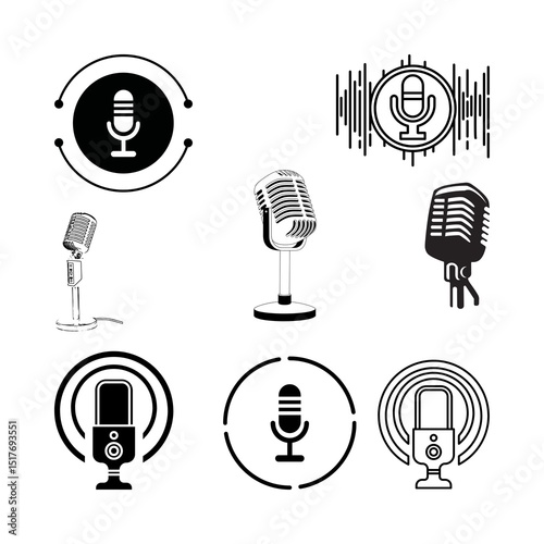 Microphone icon set 