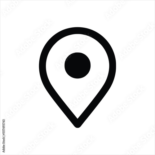 Pin Icon - Location Marker Monochrome UI Vector