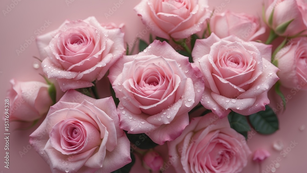 Spring wedding floral background with woman and rose accents