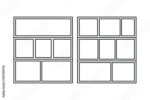 Comics strip blank layout panel template with frame and grid design for your page