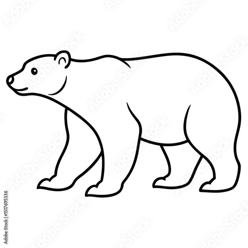 Polar Bear in Walking Motion with Thick Body Outline, Arctic Vibe