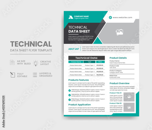 Technical Data Sheet Flyer Template Design