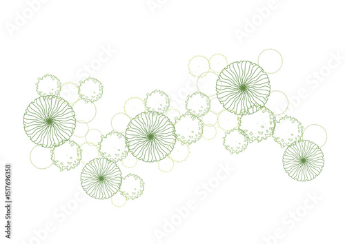 architecture drawing plant tree top view plan greenery vegetation vector. design nature architectural landscape set element illustration bush garden flora sapling minimal. architect isolated.