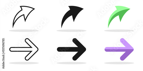 arrow vector flat icon set isolated on white background