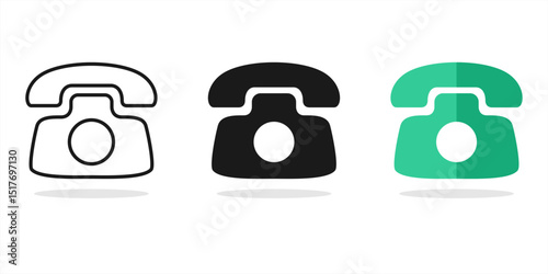telephone vector flat icon set isolated on white background