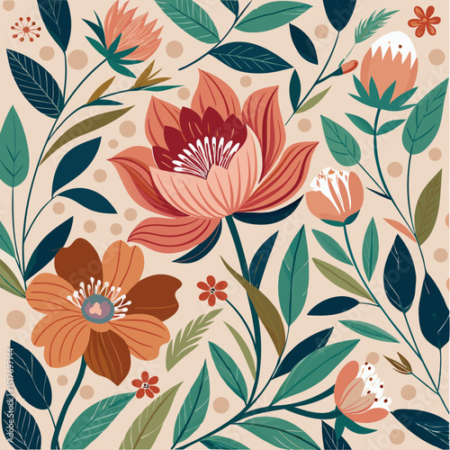 seamless pattern with flowers vector