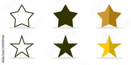 star vector flat icon set isolated on white background