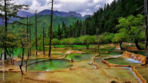 Huanglong Colorful Pool Scenic Area - Natural Scenery