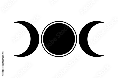 Triple goddess symbol wiccan pagan moon phases sign