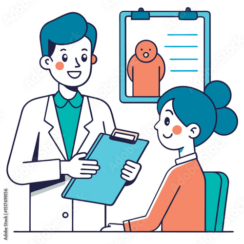 Vector illustration of a Doctor consults with patient.