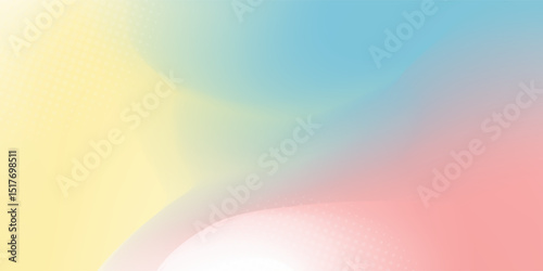 Abstract clear blue sky. Pastel rainbow. Light blue, pink and yellow color vector banner. Pastel gradient sky pattern. Blurred light fuzz colorful gradient background. Vector soft horizontal backdrop
