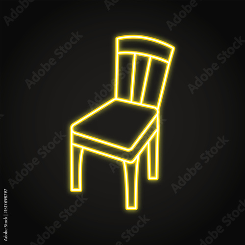 Wooden chair neon line icon