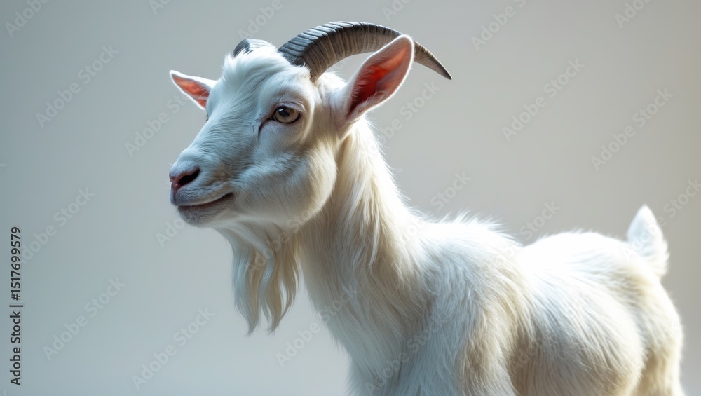 Fototapeta premium Cute white goat isolated on plain background