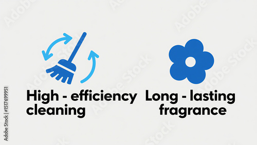 The efficient cleaning and long-lasting fragrance icon represents the ability to efficiently clean and retain long-lasting fragrance, suitable for cleaning products and fragrance product scenarios.