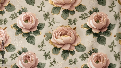 Vintage floral wallpaper with rose design and seamless pattern