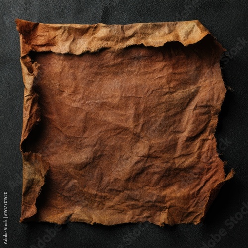 Aged, distressed, burnt umber square cloth