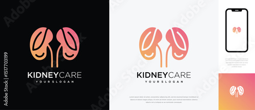 Nature kidney logo design. Kidney internal organ logo design vector icon made with lines and leaves	
