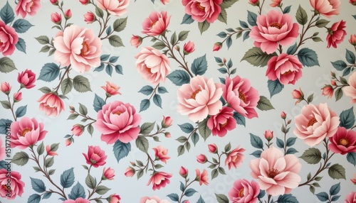 Wallpaper Mural Pretty Pastel Pink Rose Floral Pattern Wallpaper Design Background Texture Torontodigital.ca