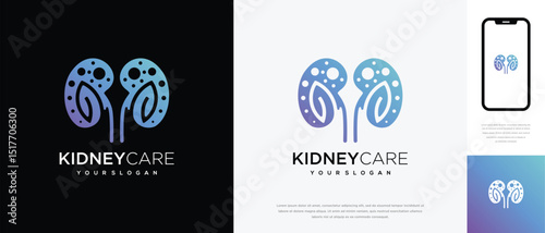 Nature kidney logo design. Kidney internal organ logo design vector icon made with lines and leaves	
