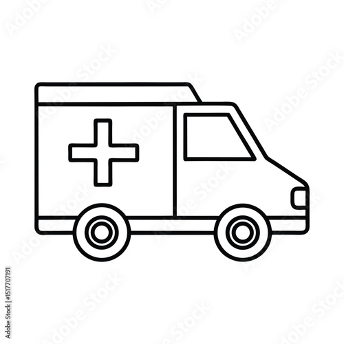 Simple line art icon of an ambulance