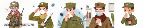 soldier character vector having flu