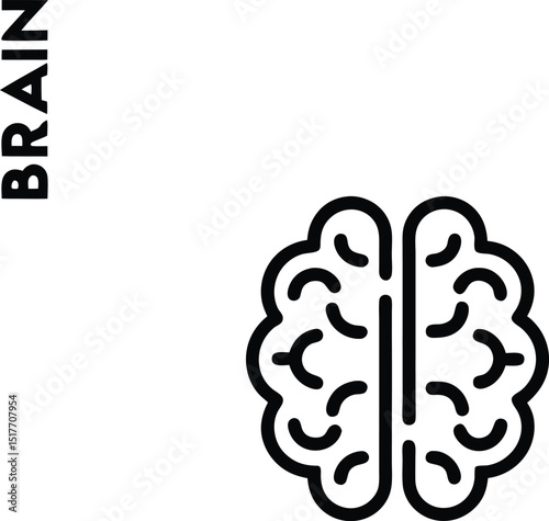 Minimalist Brain Illustration with Bold Text on a Clean White Background