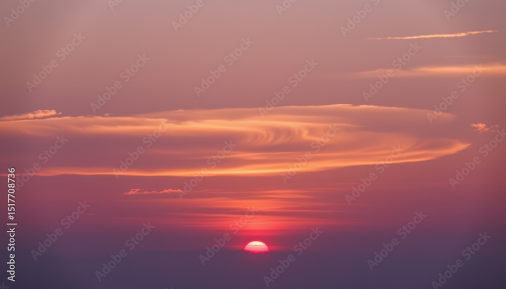 Obraz premium Vibrant Sunset Sky with Pink and Orange Cloudscape Scenic Horizon
