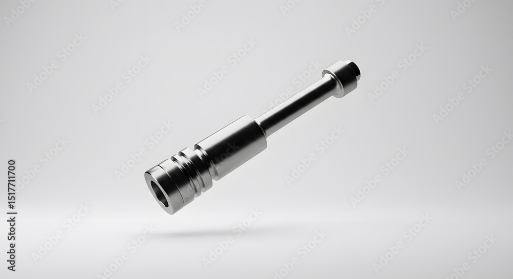 Obraz premium Precisely Engineered Metal Component: A 3D Render of a Sleek, Cylindrical Machine Part with Detailed Grooves and a Smooth Surface