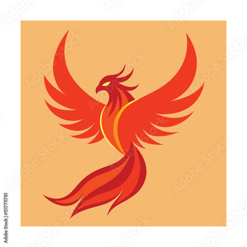 Tattoo Style Phoenix with Flame Like Feathers