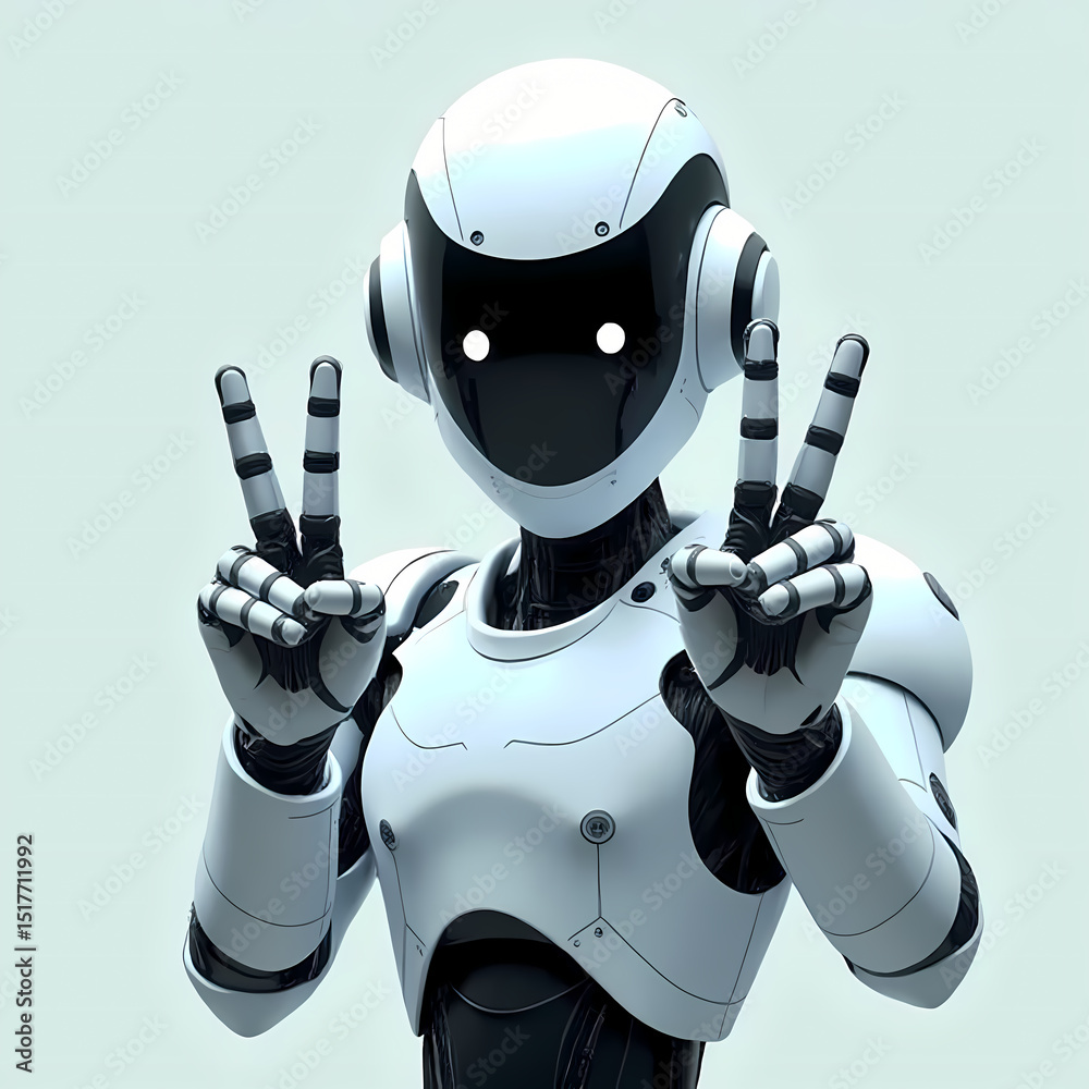 custom made wallpaper toronto digitalFuturistic robot making peace sign