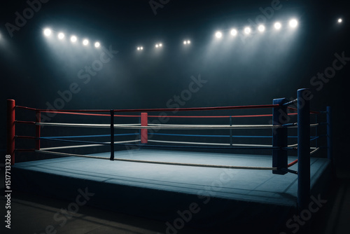 boxers sparring fiercely in a red and blue ring.
