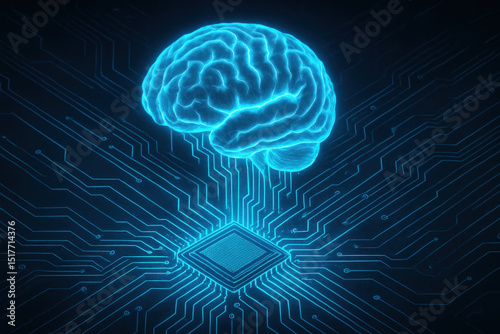 Brain on circuit with circuit in background.