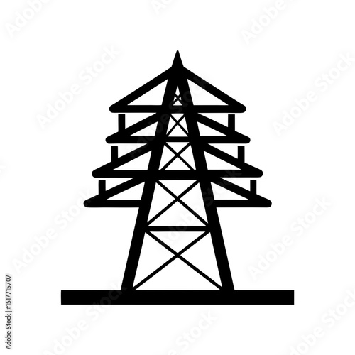 electricity tower icon silhouette vector art