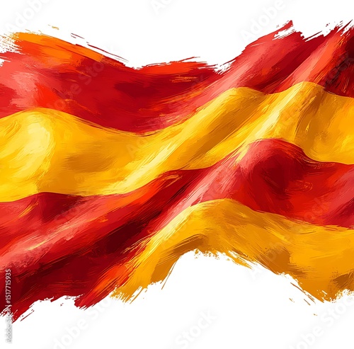 Artistic brushstroke depiction of the catalan flag in abstract and colorful style