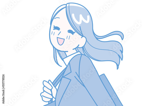 スーツ姿の笑顔の女性