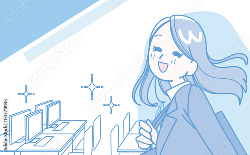 スーツ姿の笑顔の女性