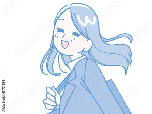 スーツ姿の笑顔の女性