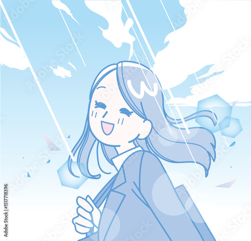 スーツ姿の笑顔の女性