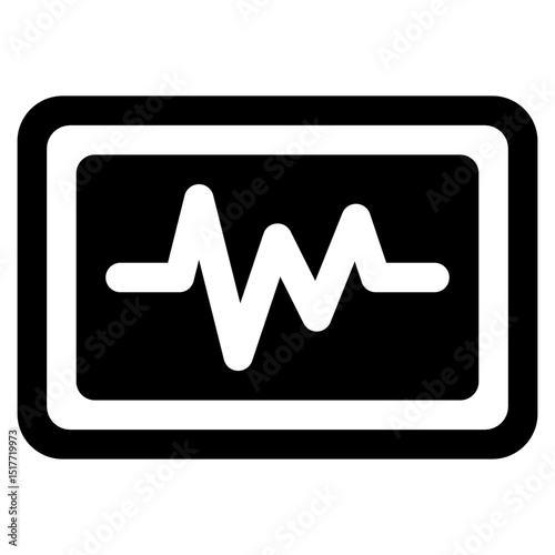 Black and white image of a heart monitor with a wave on it. Concept of urgency and importance
