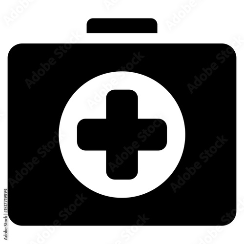 Black and white medical bag with a cross and a red cross. The bag is open and ready to be used