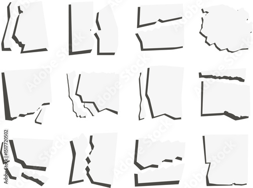 Torn sheets of paper. Torn paper strips set. Vector illustration
