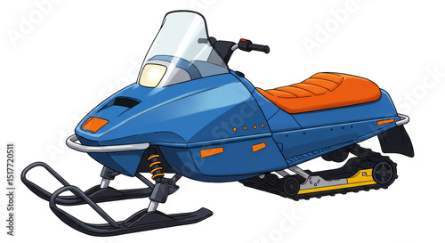 Isolated Blue Snowmobile