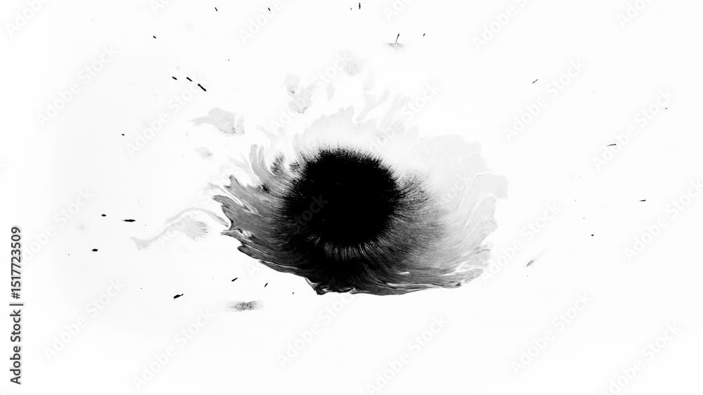 Ink bleed animation with organic flow. Black ink spreading on white background. ink, bleed, animation, organic, flow, black, spreading, white, background, visual, artistic, effect, design, pattern