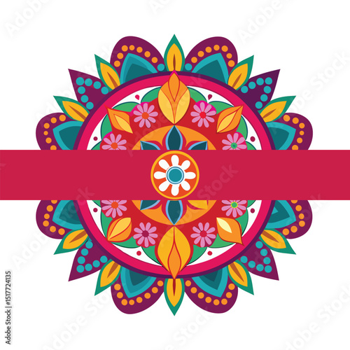 Abstract colorful vector background with floral mandala design and decorative elements